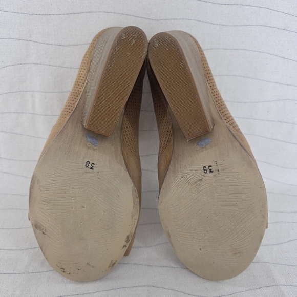 Miz Mooz Womens Leather Slide Wedge Sandals Kenzie Wheat Heels Shoes Size 38 - Picture 10 of 15